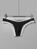 Contrast Pattern Date Night Intimate Wear Men's Lace Briefs Low Waist Bikini