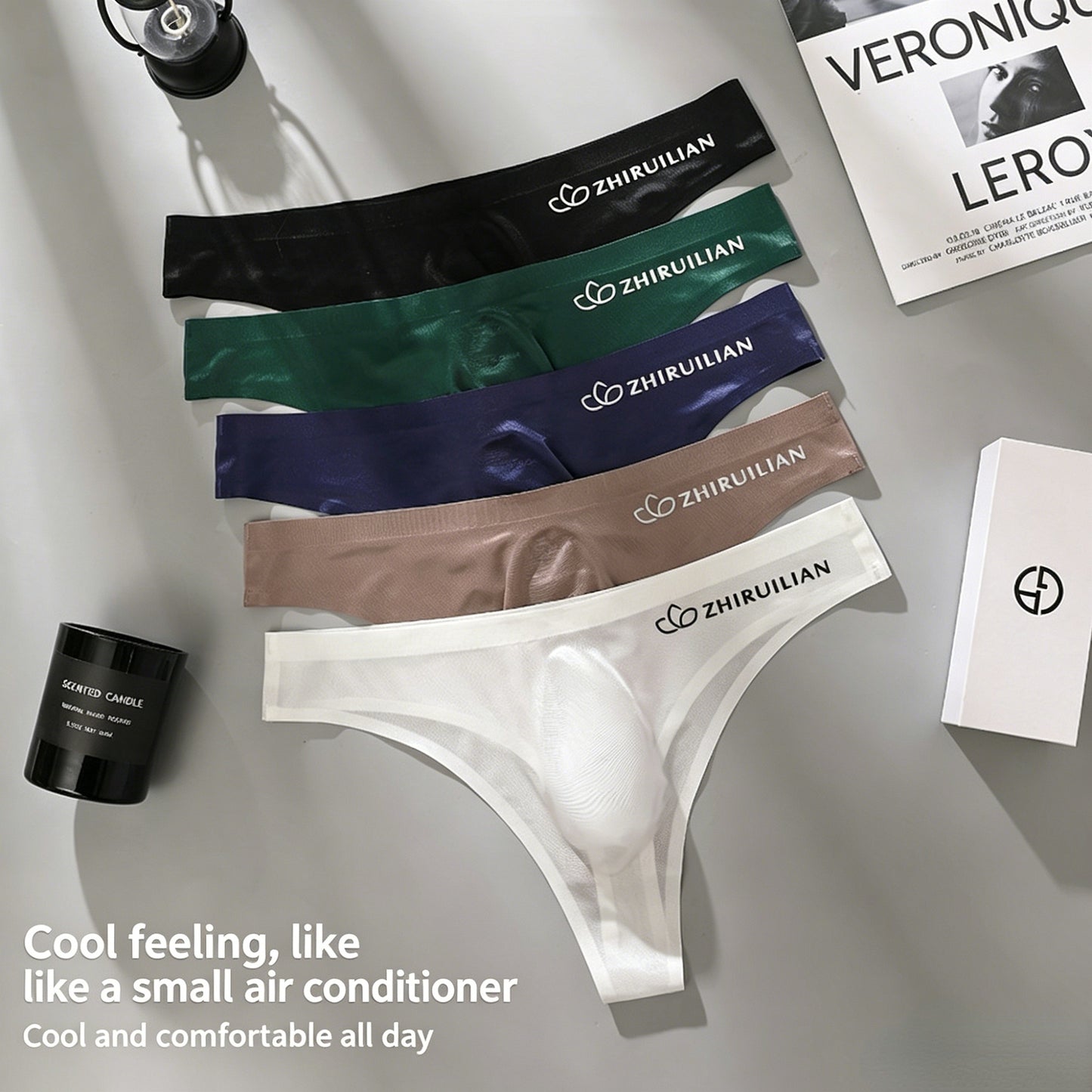 Men's Thong Underwear Breathable Comfort Fabric, Transparent Design