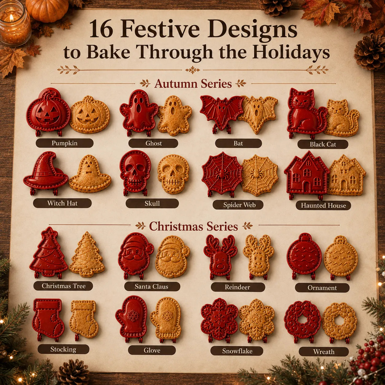 🎃🎄8 Festive Designs • Easy Hand-Press Molds • Perfect for Cookies, Mini Pies & Stuffed Pastries 🥧 Press, Fill & Bake Your Way Through the Holidays 😋