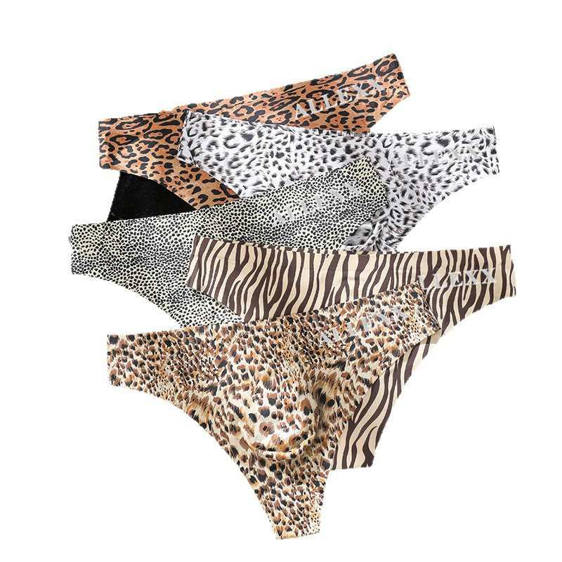 Low-rise men's 3D convex leopard print thong