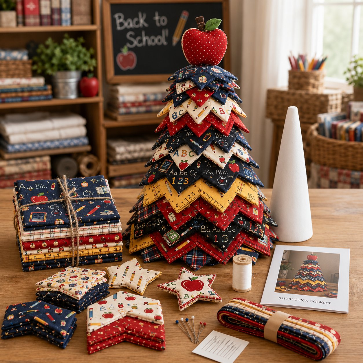 đ„LAST DAY 50% OFF - đAmericana Christmas Tree Quilt Kit â Easy Layered Fabric Holiday DĂ©cor for Quilting Lovers