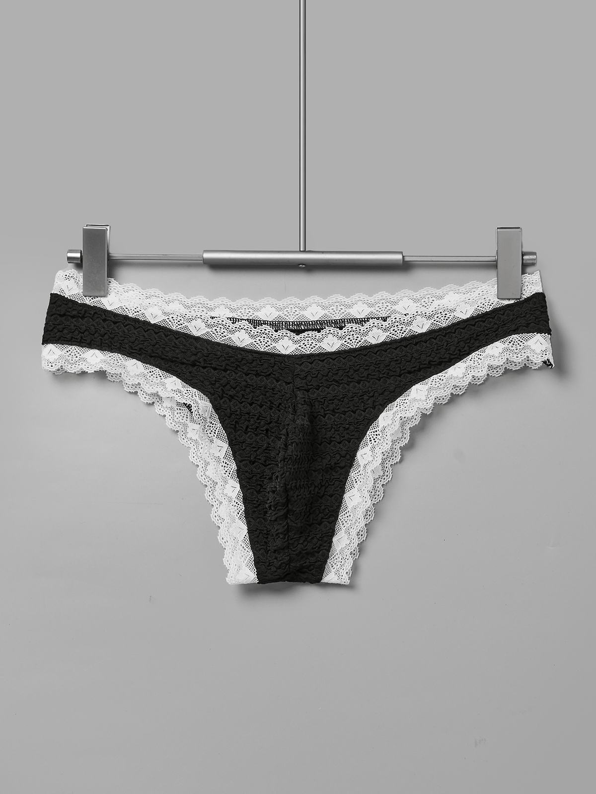 Contrast Pattern Date Night Intimate Wear Men's Lace Briefs Low Waist Bikini
