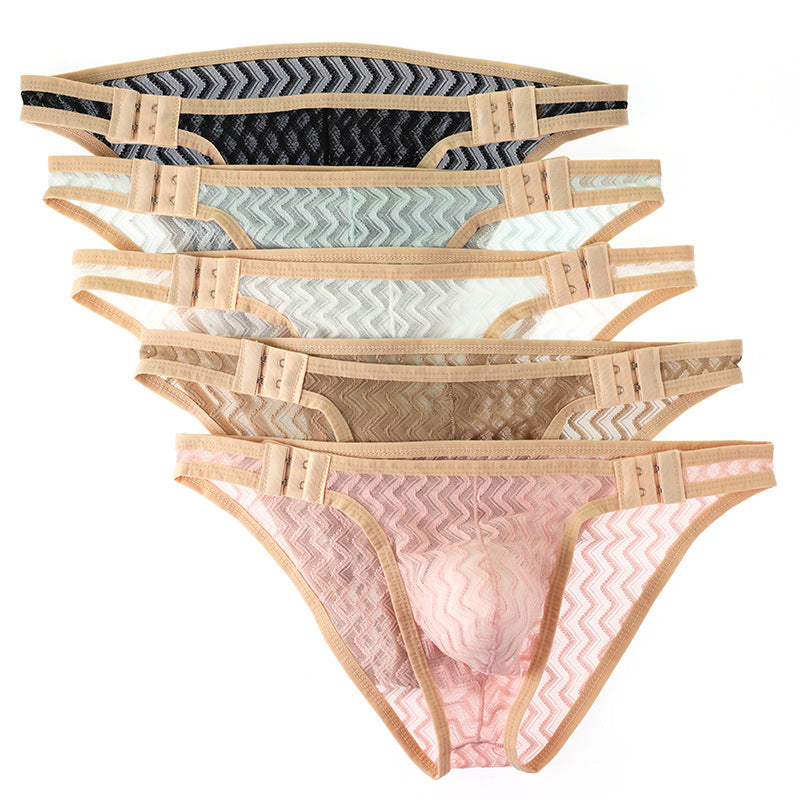 Men's Narrow-Band Quick-Dry Lace Briefs - Adjustable Size, Skin-Friendly, Sexy Low-Rise