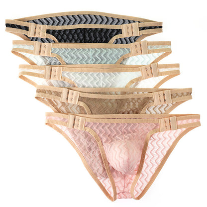 Men's Narrow-Band Quick-Dry Lace Briefs - Adjustable Size, Skin-Friendly, Sexy Low-Rise