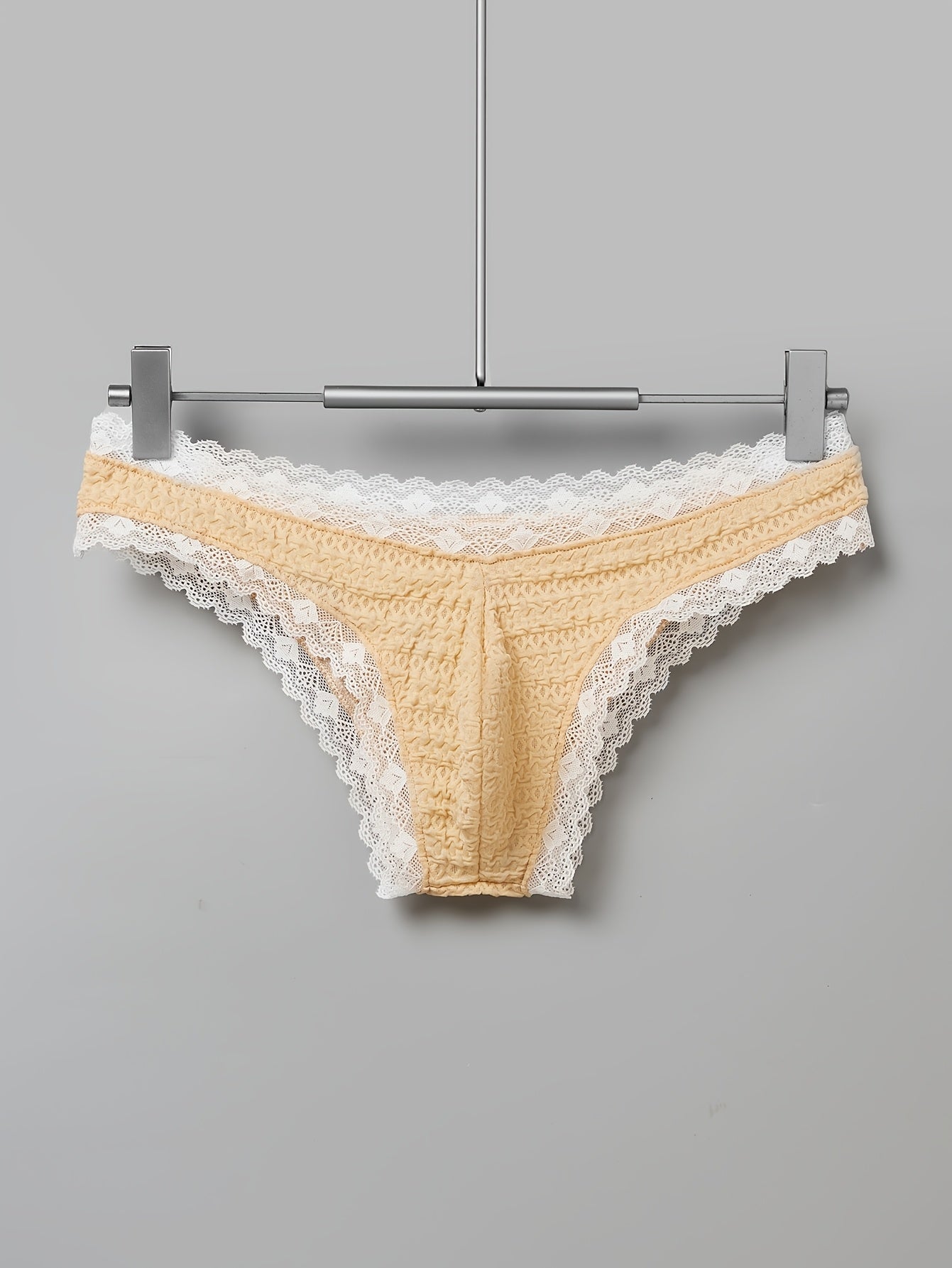 Contrast Pattern Date Night Intimate Wear Men's Lace Briefs Low Waist Bikini
