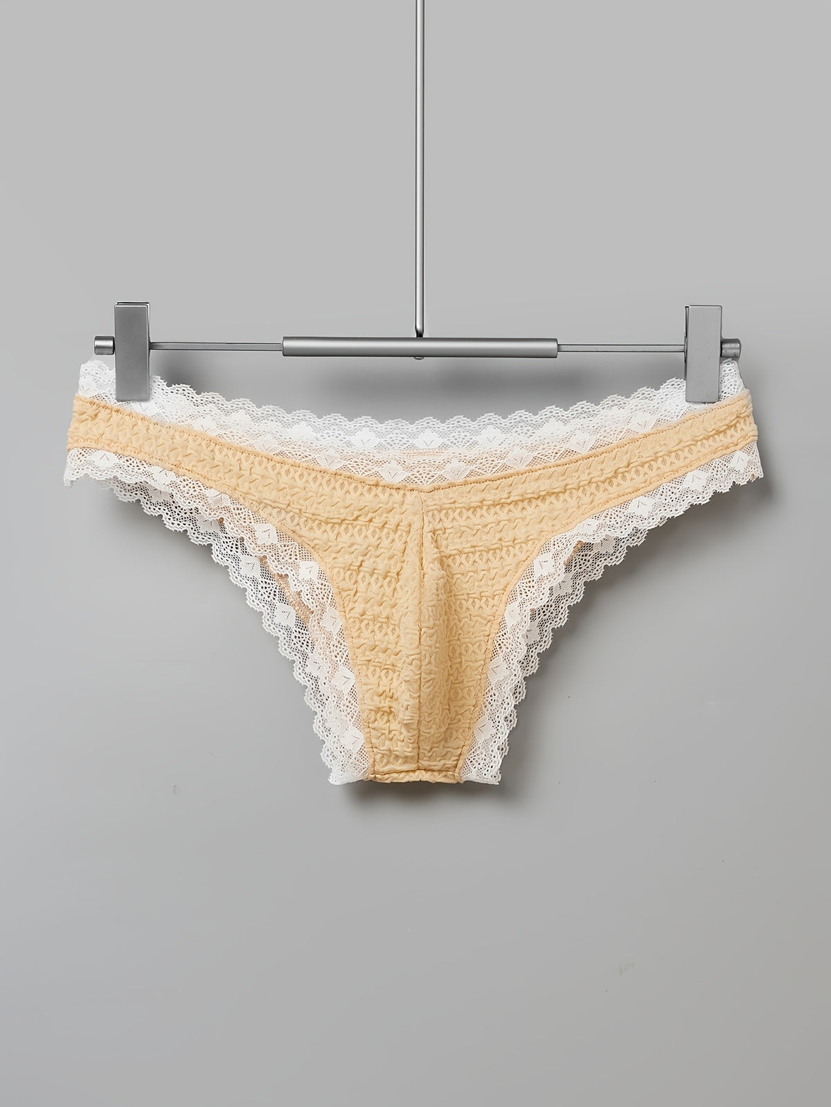 Contrast Pattern Date Night Intimate Wear Men's Lace Briefs Low Waist Bikini