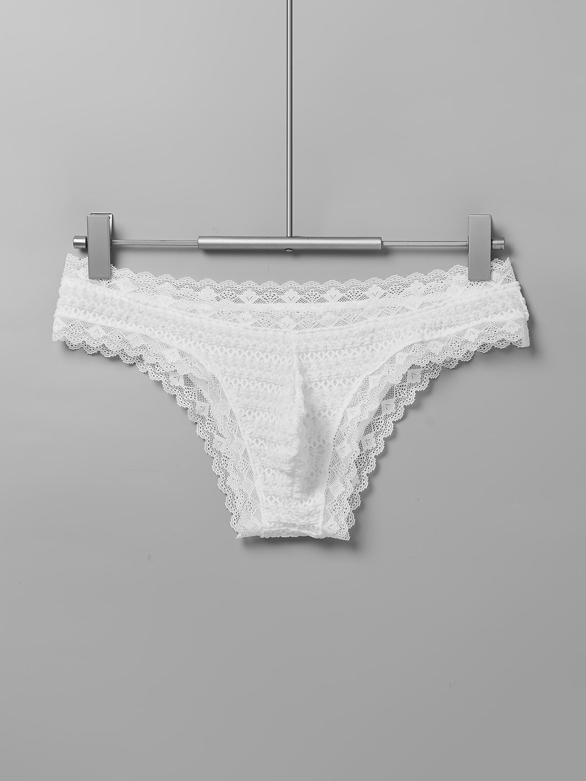 Contrast Pattern Date Night Intimate Wear Men's Lace Briefs Low Waist Bikini