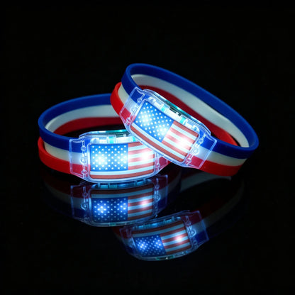 ⚽✨2PCS LED Light Up National Flag Wristbands - USA