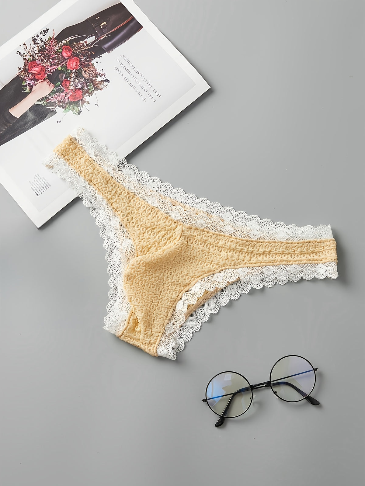 Contrast Pattern Date Night Intimate Wear Men's Lace Briefs Low Waist Bikini
