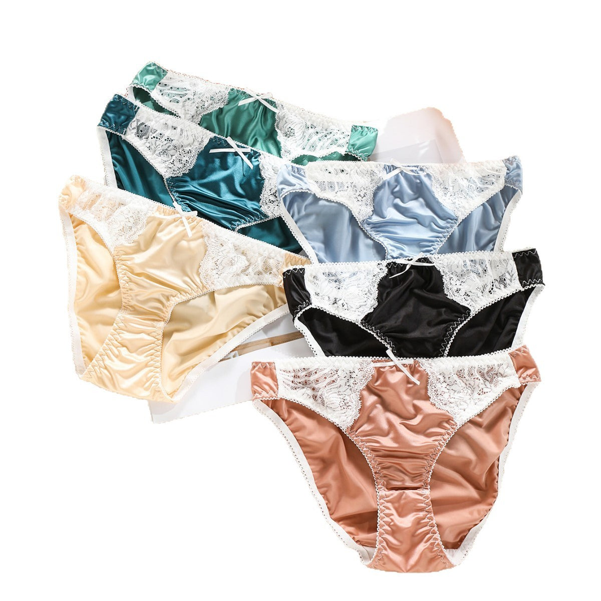 French-style glossy fabric men's underwear with comfortable elastic lace trim