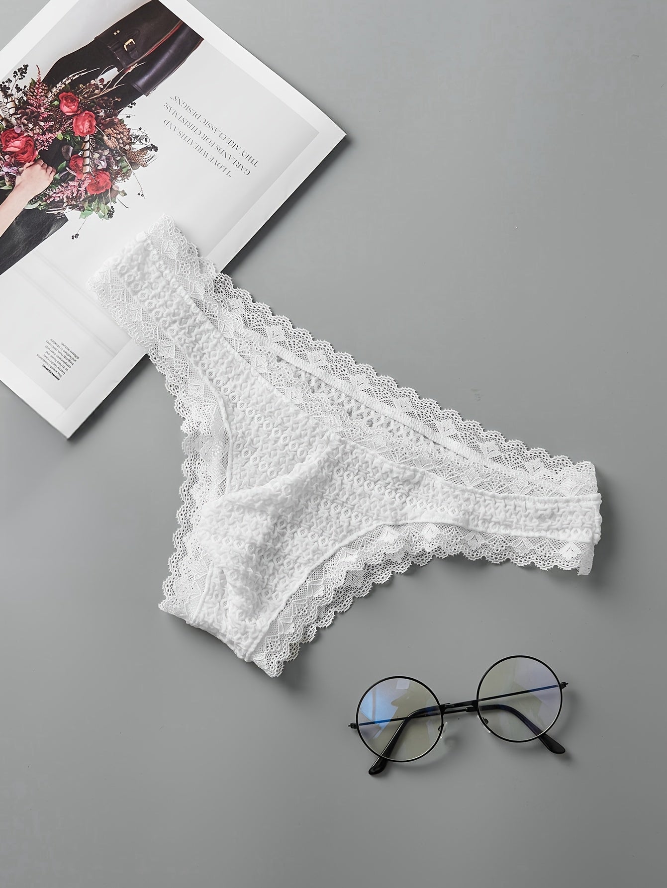 Contrast Pattern Date Night Intimate Wear Men's Lace Briefs Low Waist Bikini