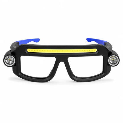 Hands Free Dual Beam LED Flashlight Glasses, Type-C Rechargeable COB Work Light Glasses for Mechanics, Camping & Repair