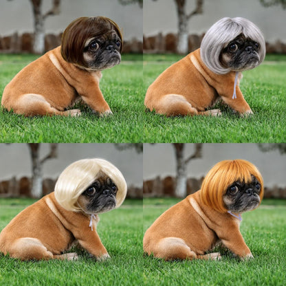 🐶 Funny Pet Wig Headband for Dogs & Cats – Cute Costume Accessory for Photos, Parties & Holidays - Brown