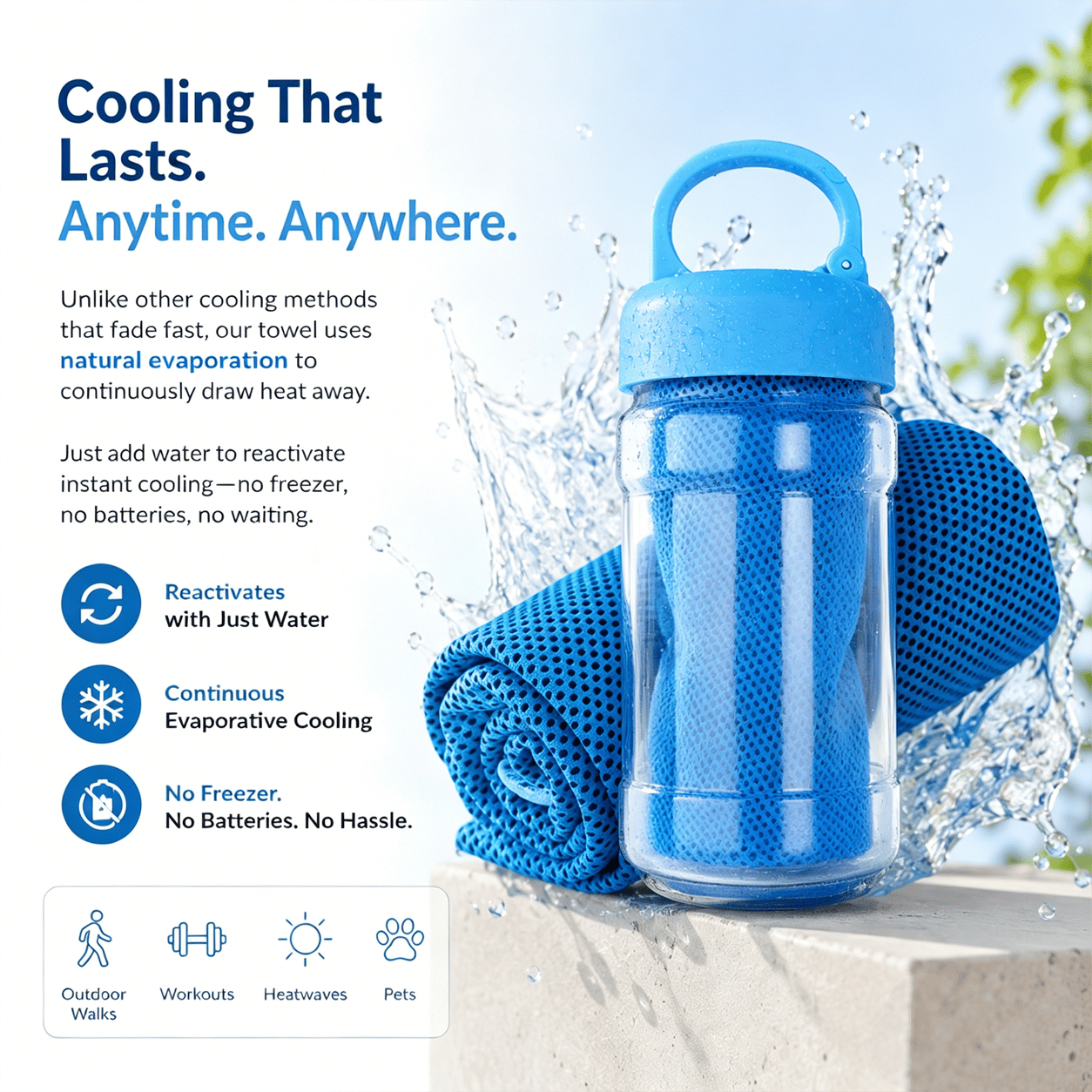 🎉LAST DAY - BUY 1 GET 1 FREE🌞Cooling Bottle - Cold Sweat Towel You Can Use Anywhere, Anytime! Reusable Soft Absorbent Cooling Portable