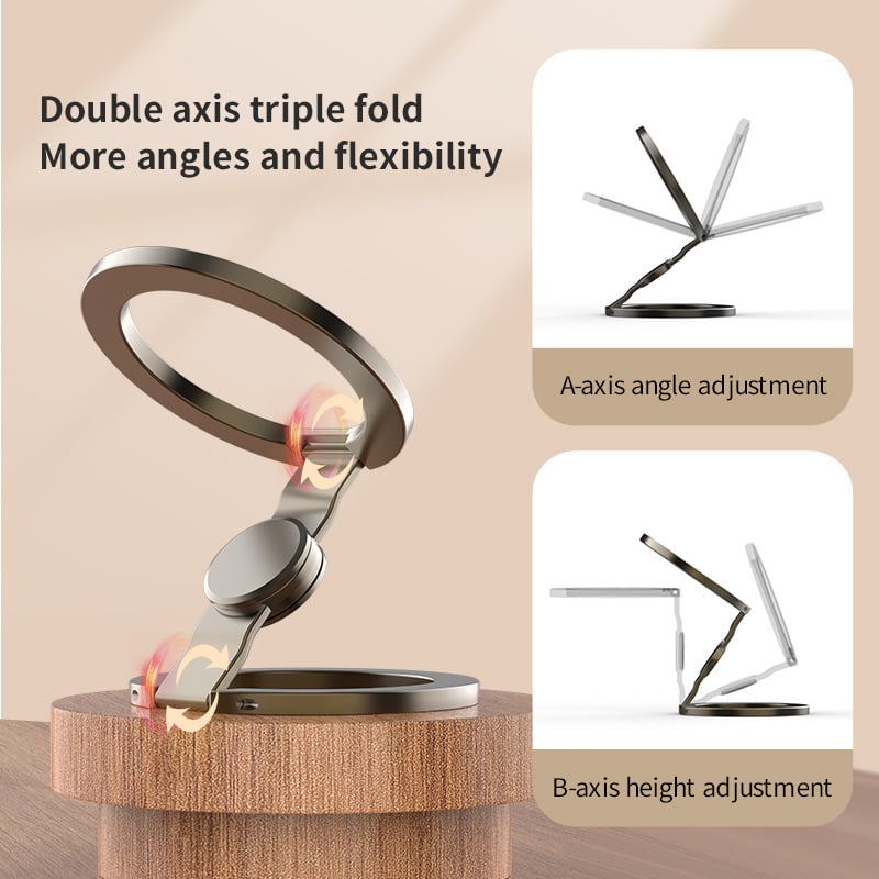🔥Magnetic Phone Stand & Fidget Spinner Combo, Dual Magnetic Ring Stand, Fidget Toys Adults, 360°,Foldable, MagSafe Compatible