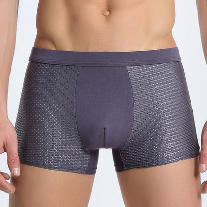 Men's Ice Silk Bamboo Fiber Mesh Boxer Briefs - Breathable, Quick-Drying, Comfortable, Odor-Resistant