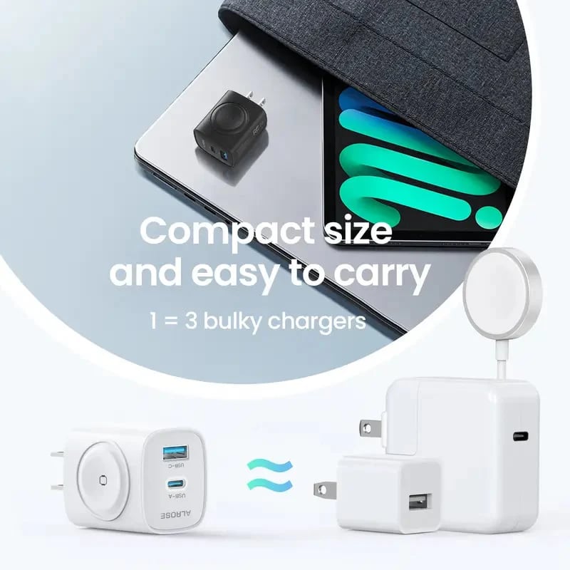 3-in-1 Magnetic Wireless Cordless PD USB-C Wall Charger Block