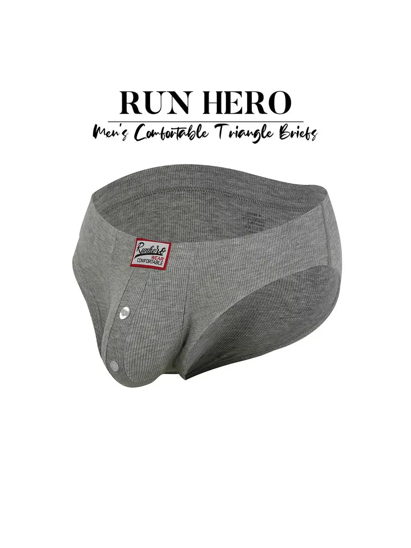 1 Piece Men's Low-Rise Faux-Button Briefs with U-Shaped Pouch for Buttock Lift