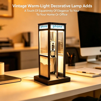 Retro-Style Telephone Booth Decorative Lamp