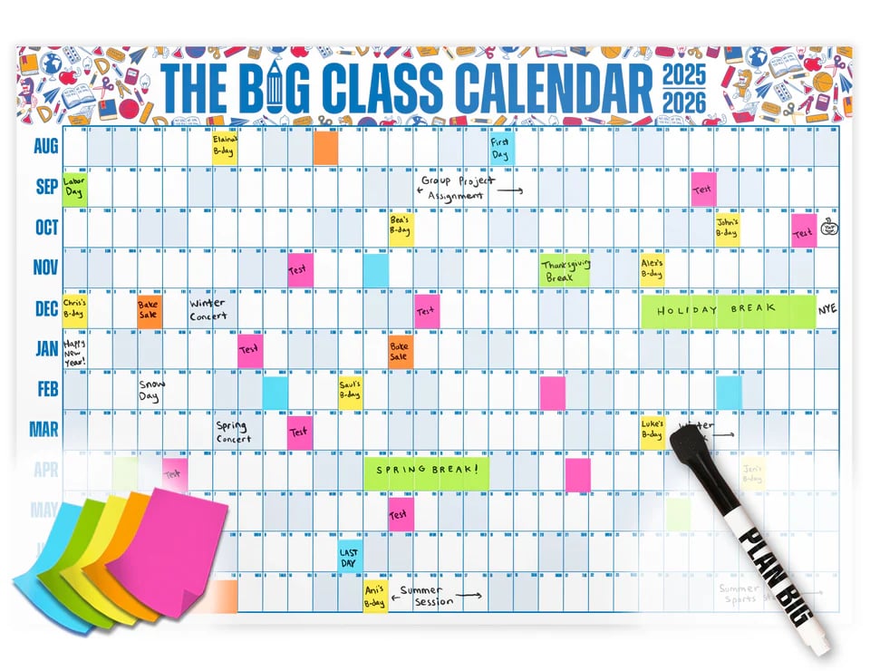 🔥 Back-to-School Sale — 49% OFF Today! 💥📅 The Big Class Calendar - Academic Year 2026-2027