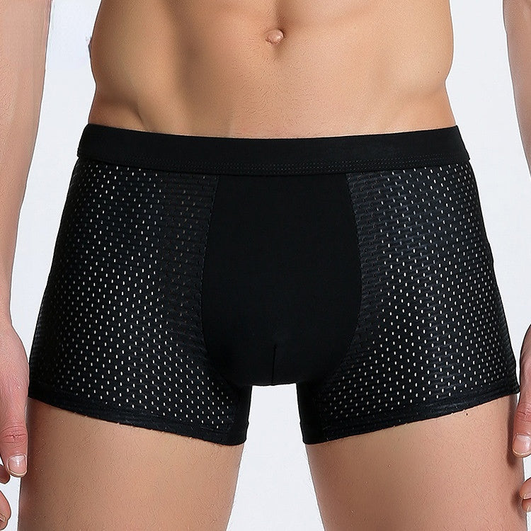 Men's Ice Silk Bamboo Fiber Mesh Boxer Briefs - Breathable, Quick-Drying, Comfortable, Odor-Resistant