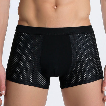 Men's Ice Silk Bamboo Fiber Mesh Boxer Briefs - Breathable, Quick-Drying, Comfortable, Odor-Resistant