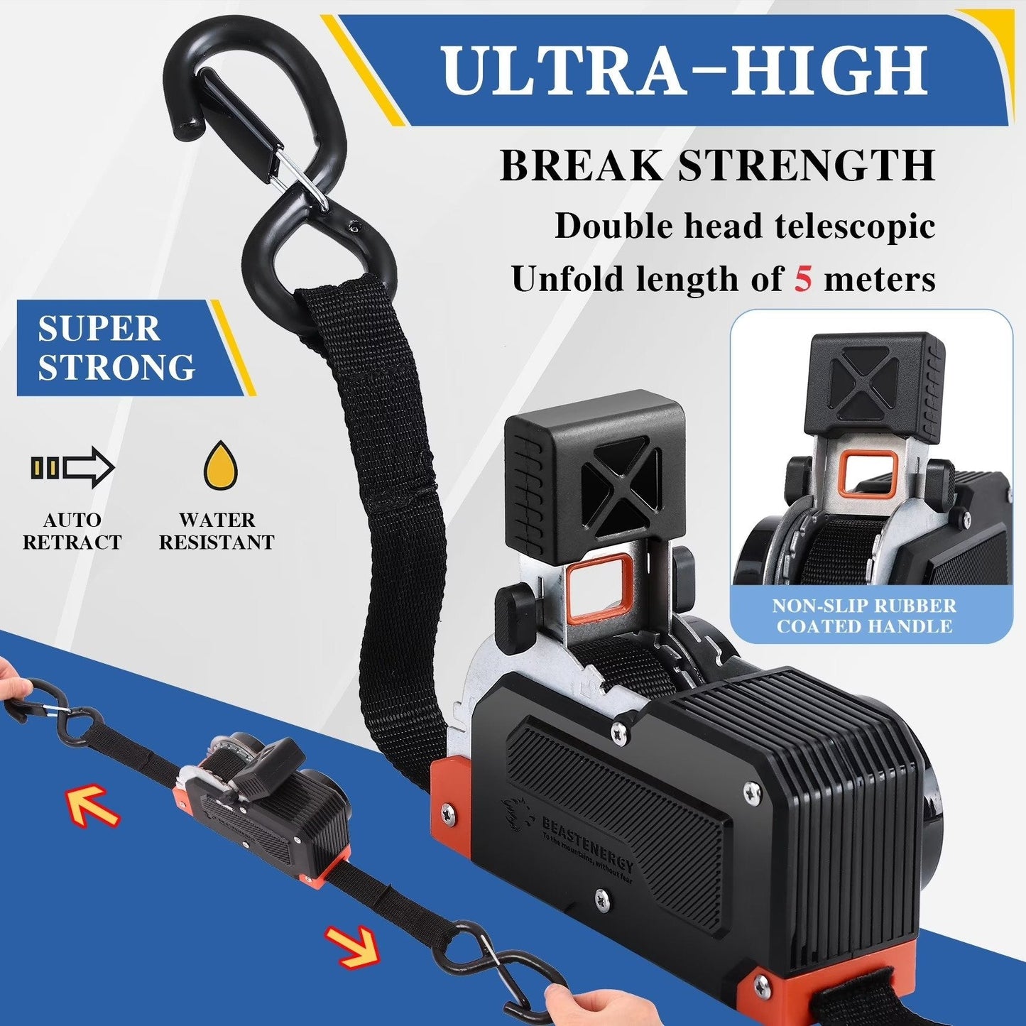 🔥 LAST DAY 50% OFF! 🔧 Dual-End Retractable Ratchet Straps 🛻
