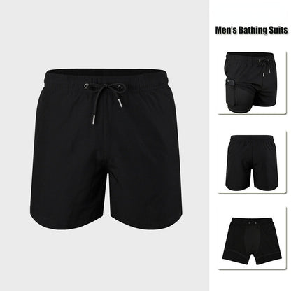 Men's Printed 7-inch Inner Seam Swim Trunks with Compression Lining