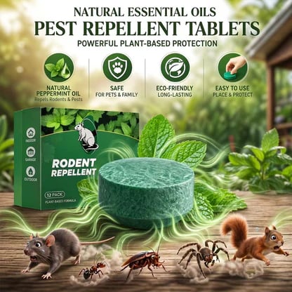 💥LAST DAY SALE 50%OFF💥🟢 Natural Peppermint Rodent Repellent Tablets – 12 Pack