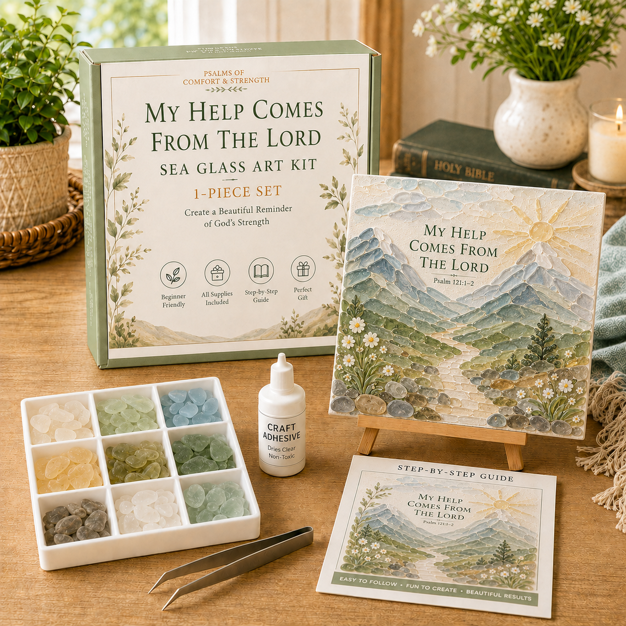 ⏰Last day Promotion 🔥-✝️ Psalms of Comfort & Strength Sea Glass Art Kit