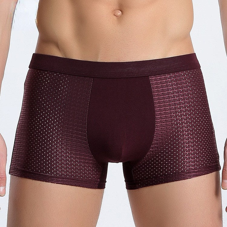 Men's Ice Silk Bamboo Fiber Mesh Boxer Briefs - Breathable, Quick-Drying, Comfortable, Odor-Resistant