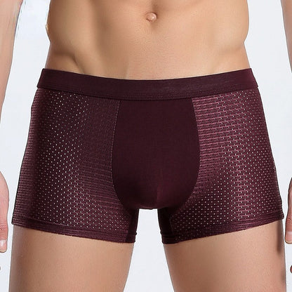 Men's Ice Silk Bamboo Fiber Mesh Boxer Briefs - Breathable, Quick-Drying, Comfortable, Odor-Resistant