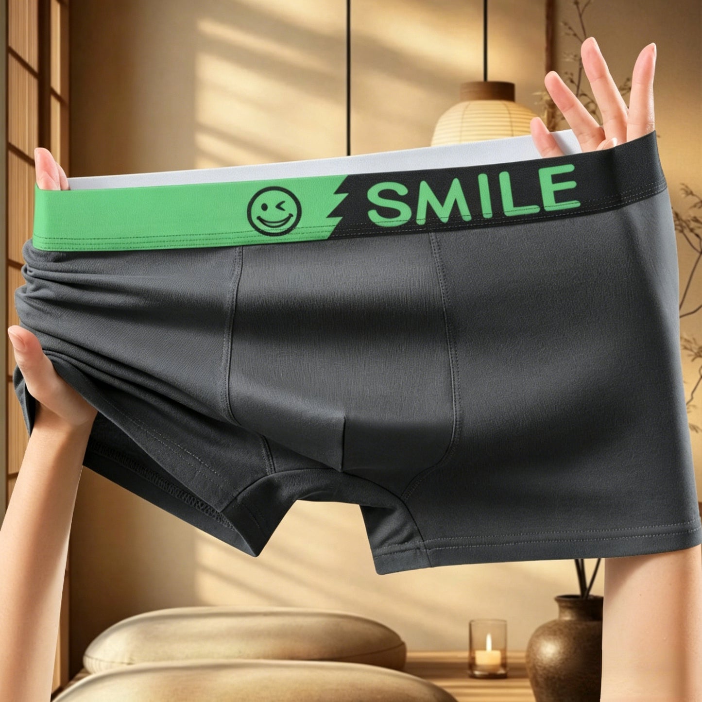 【Live-Your】Men's Boxer Briefs with Smile Print