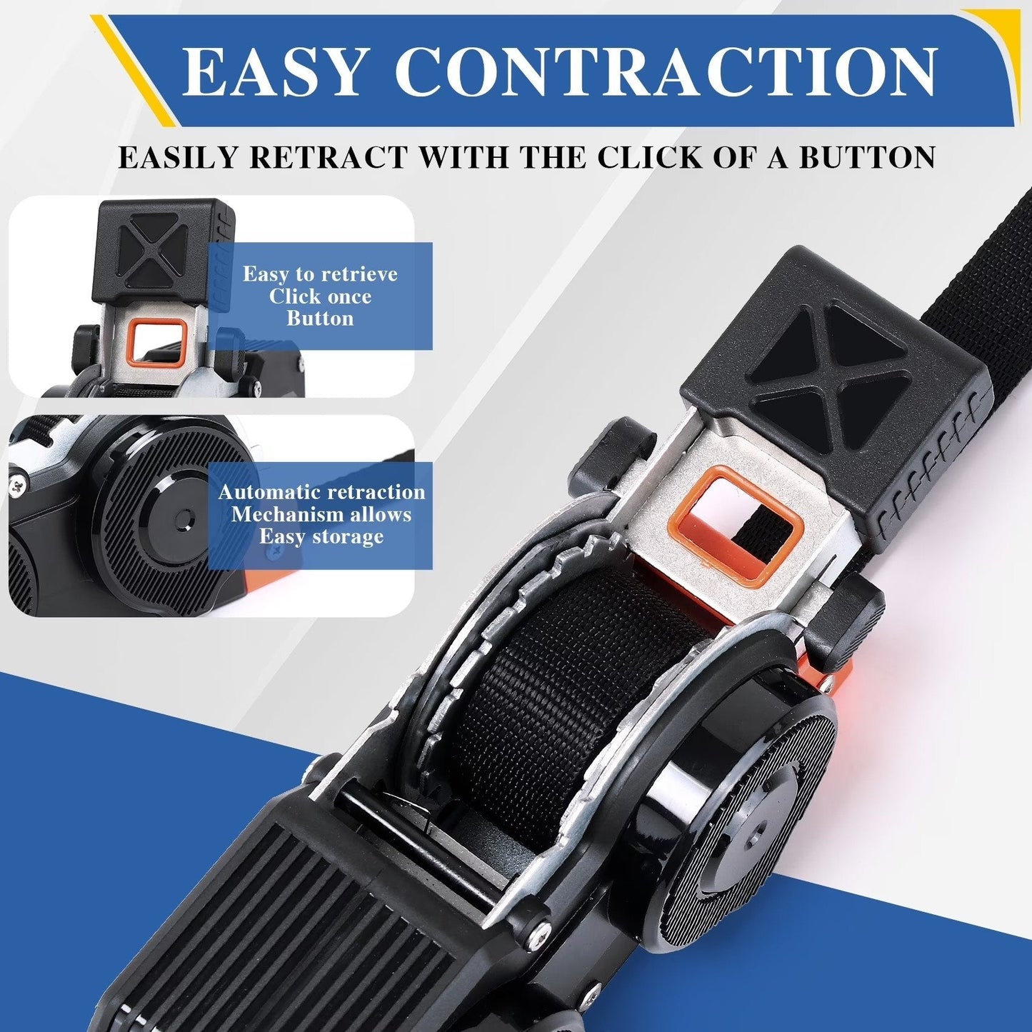 🔥 LAST DAY 50% OFF! 🔧 Dual-End Retractable Ratchet Straps 🛻
