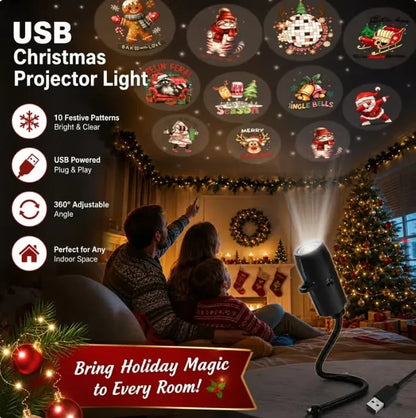 ⏳ Last Day 49% OFF – 🎄HD Christmas Scene Projector | 6 or 10 Festive Projection Discs, USB Plug & Play, 360° Flexible Design & Up to 200 Sq Ft Coverage ✨