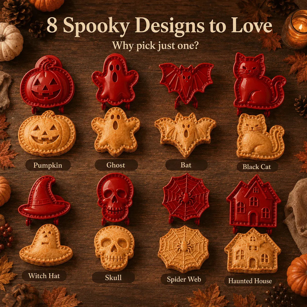 🎃🎄8 Festive Designs • Easy Hand-Press Molds • Perfect for Cookies, Mini Pies & Stuffed Pastries 🥧 Press, Fill & Bake Your Way Through the Holidays 😋
