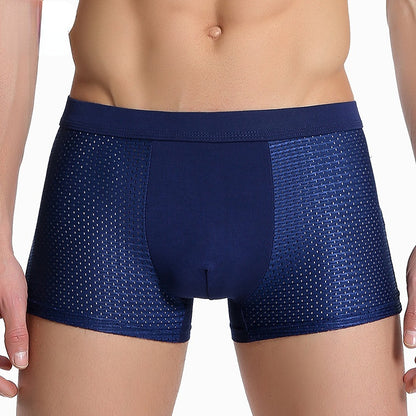 Men's Ice Silk Bamboo Fiber Mesh Boxer Briefs - Breathable, Quick-Drying, Comfortable, Odor-Resistant