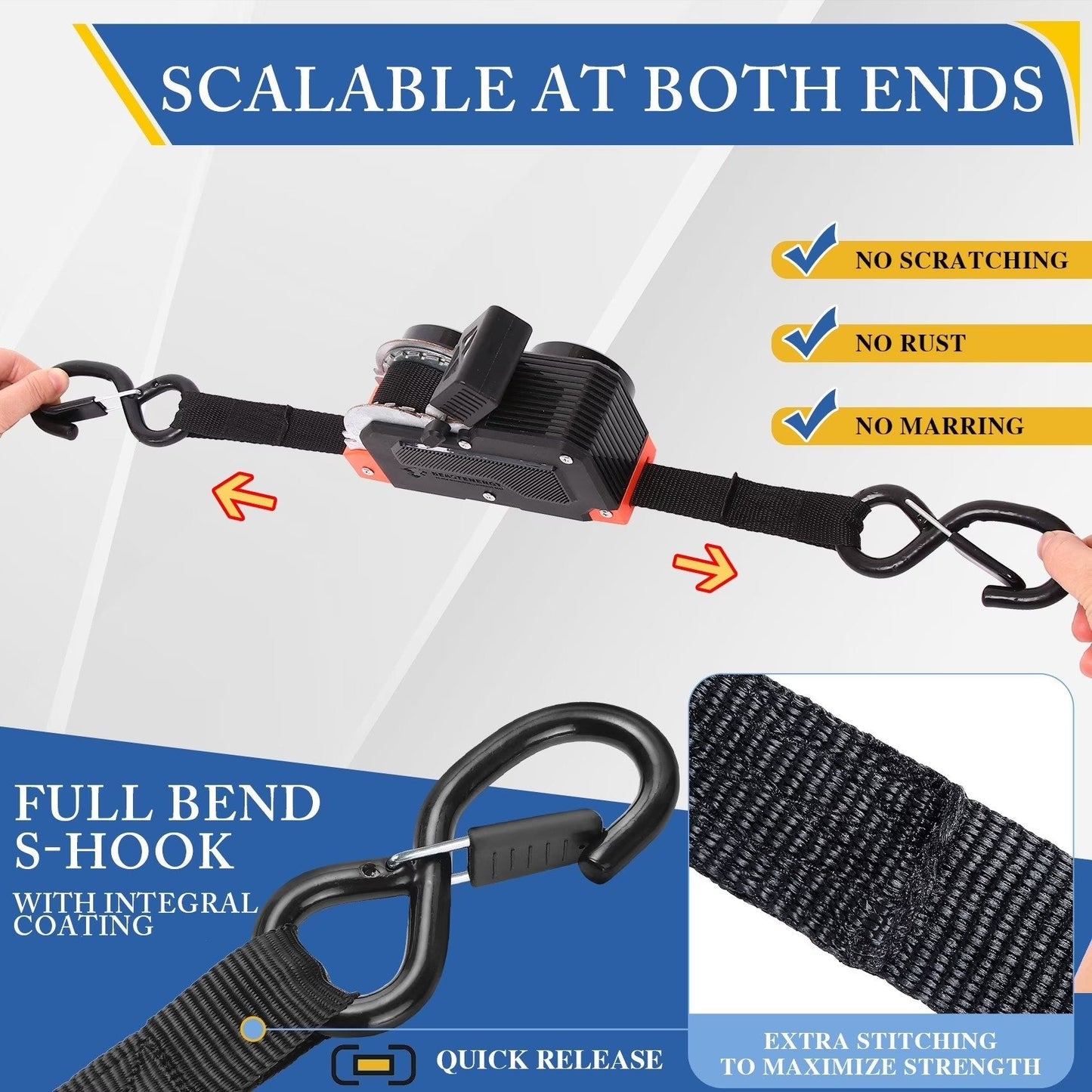 🔥 LAST DAY 50% OFF! 🔧 Dual-End Retractable Ratchet Straps 🛻