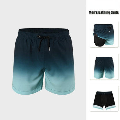 Men's Printed 7-inch Inner Seam Swim Trunks with Compression Lining