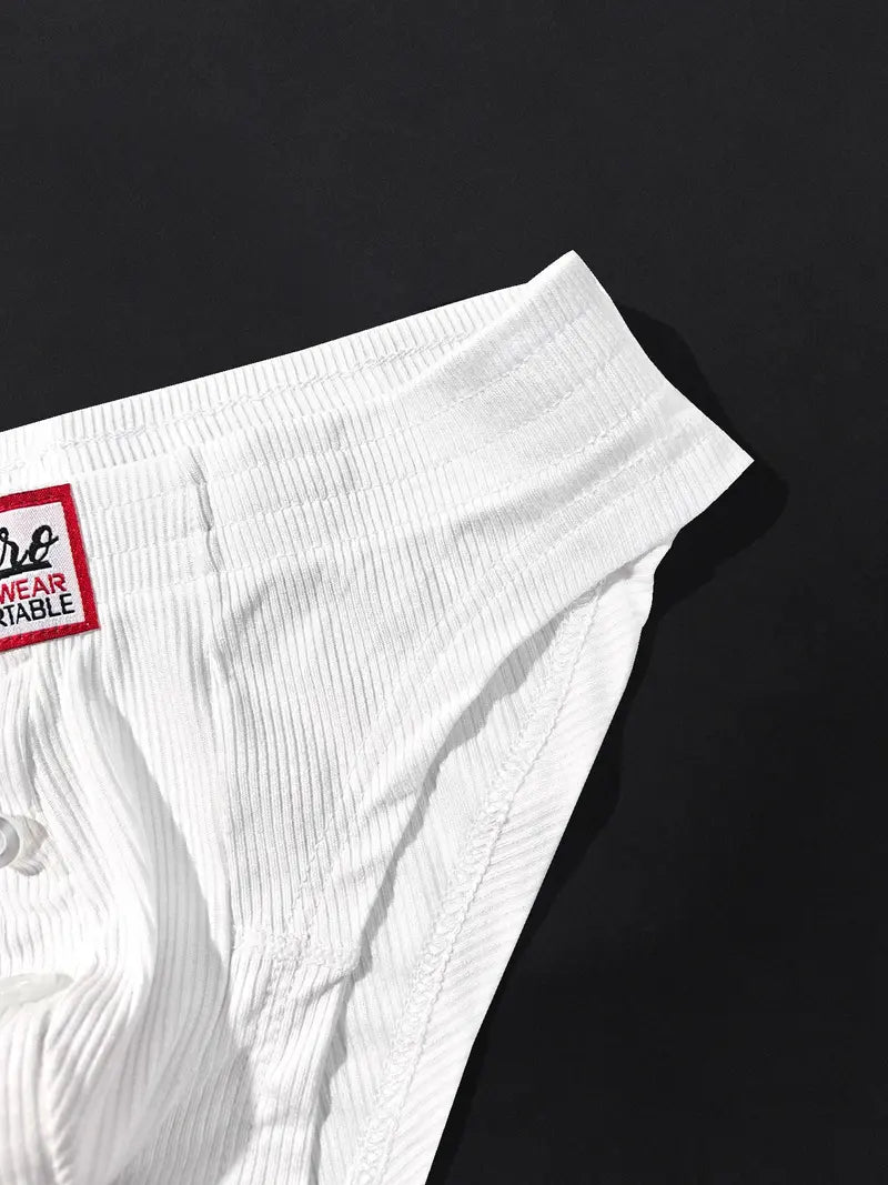1 Piece Men's Low-Rise Faux-Button Briefs with U-Shaped Pouch for Buttock Lift