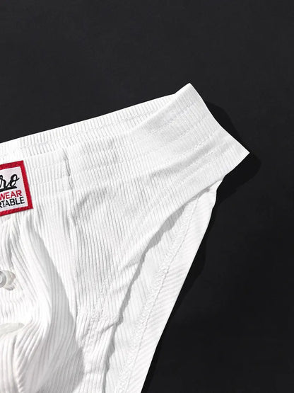 1 Piece Men's Low-Rise Faux-Button Briefs with U-Shaped Pouch for Buttock Lift