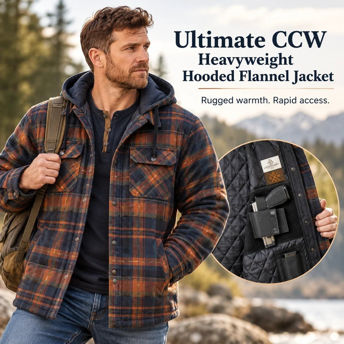 🔥❄️Mountain-Tested Warmth | Concealed Carry Hooded Flannel💥🔫