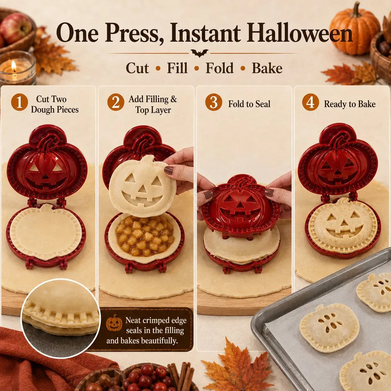 🎃🎄8 Festive Designs • Easy Hand-Press Molds • Perfect for Cookies, Mini Pies & Stuffed Pastries 🥧 Press, Fill & Bake Your Way Through the Holidays 😋