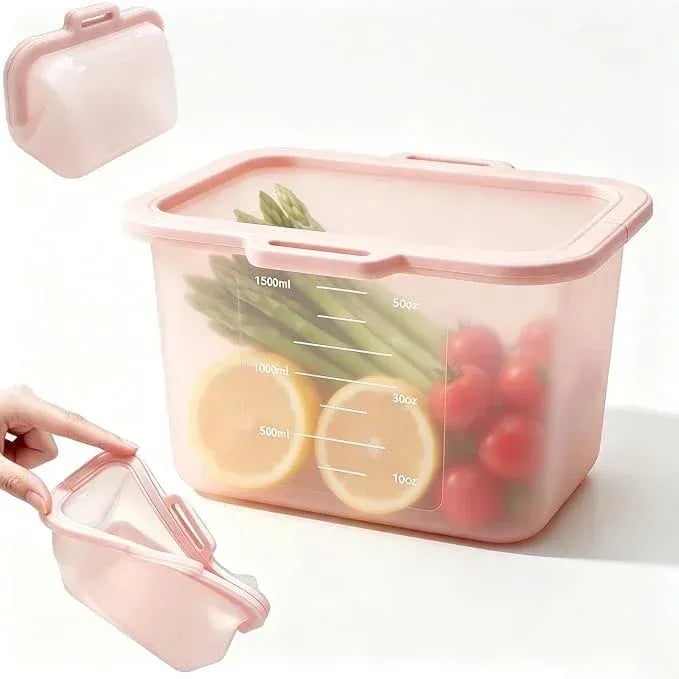 🥬Reusable Silicone Food Storage Bags, Magnetic Seal, 50oz