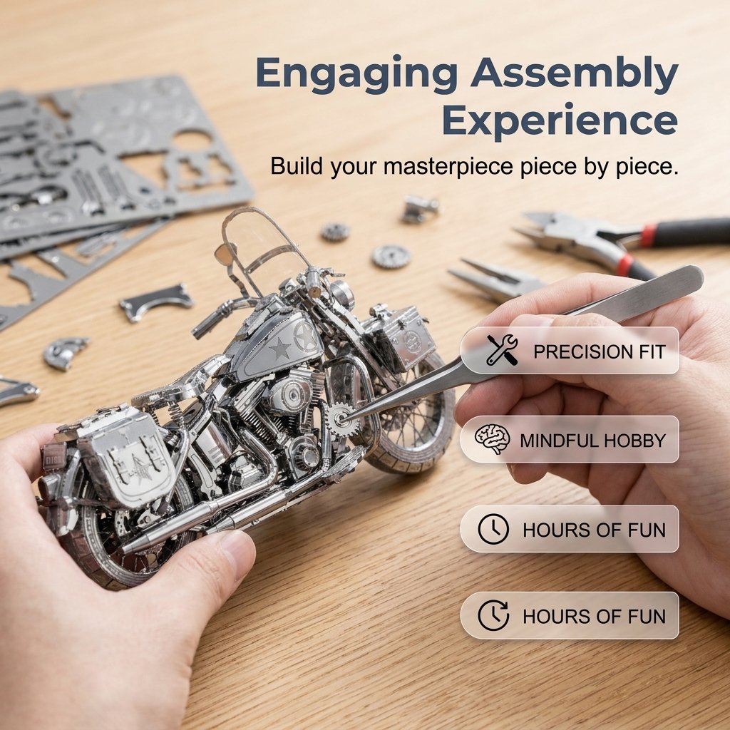 🔥Last Day 49% OFF - 🏍️🧩 Silver Motorcycle 3D Metal Assembly Puzzle