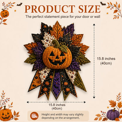 💥 LAST DAY 49% OFF - DIY Quilted Halloween Pumpkin Door Hanger Kit (✨Beginner-Friendly)
