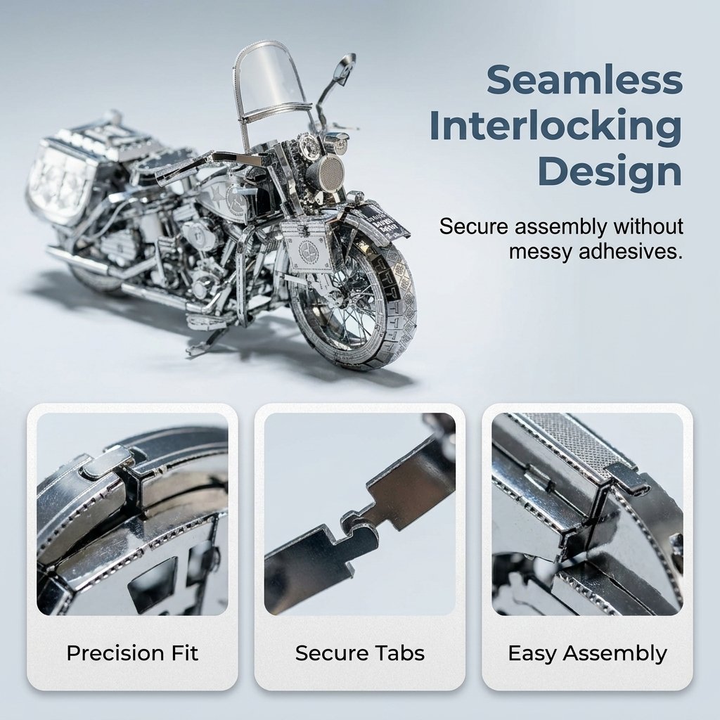 🔥Last Day 49% OFF - 🏍️🧩 Silver Motorcycle 3D Metal Assembly Puzzle