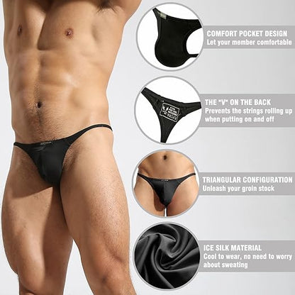 Mens T-Back Thongs Sexy Low Rise G-String Briefs Bulge Pouch Underwear