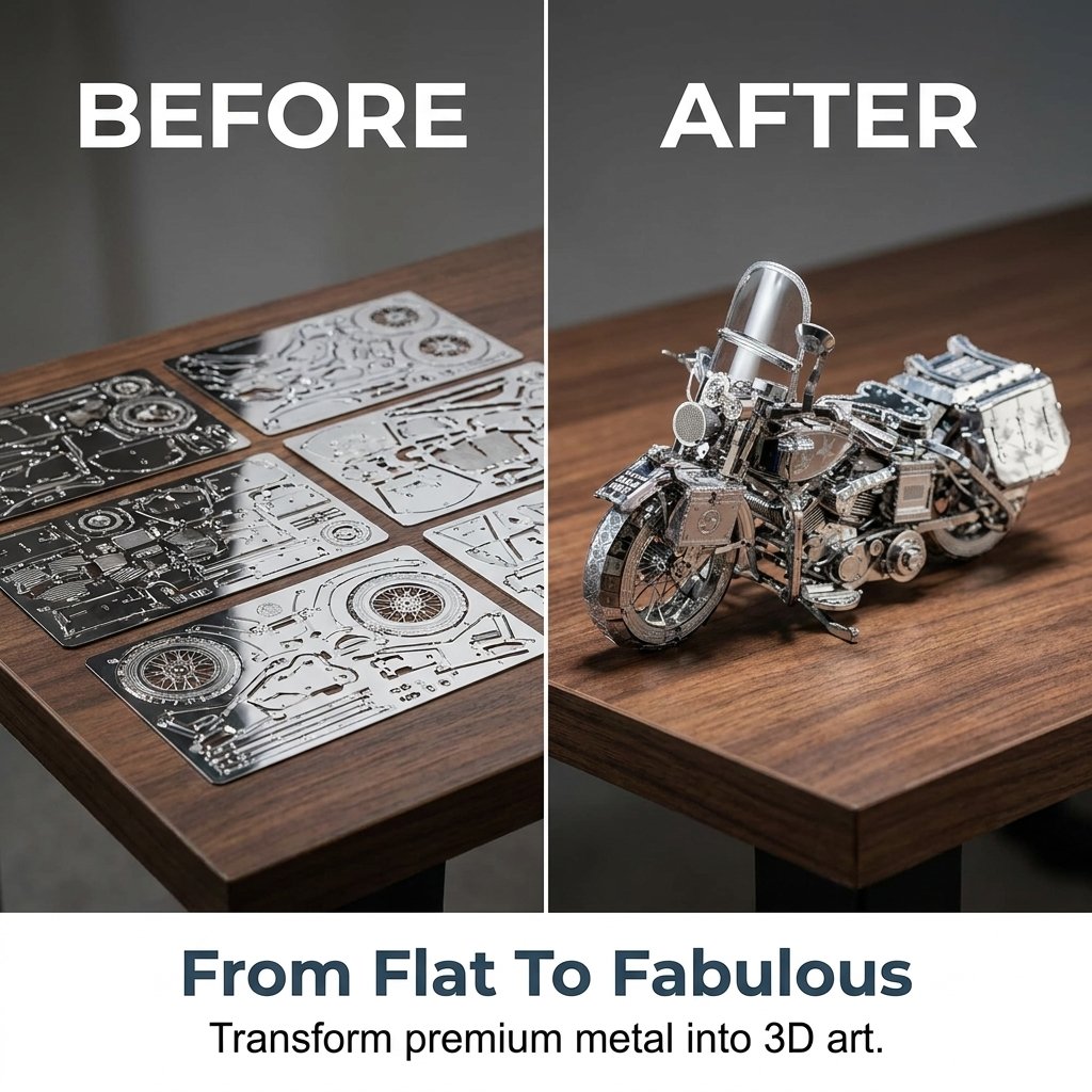 🔥Last Day 49% OFF - 🏍️🧩 Silver Motorcycle 3D Metal Assembly Puzzle