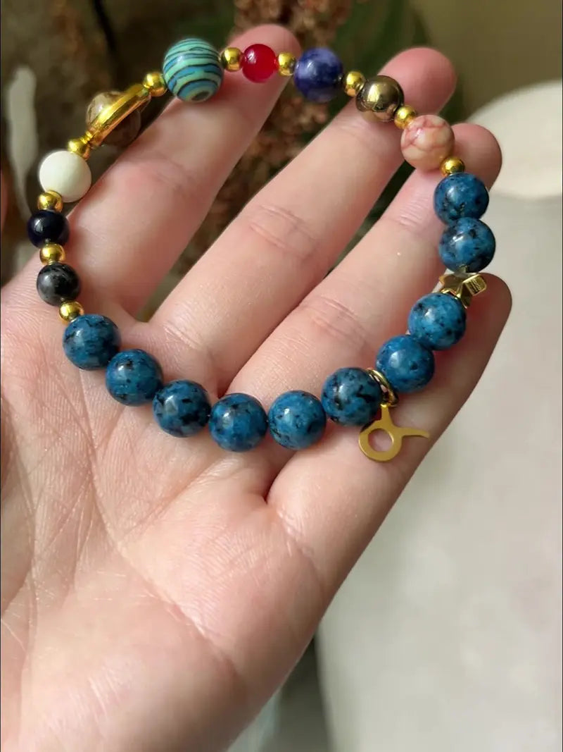 Zodiac Beaded Artificial Crystal Bracelet for Men & Women, Fashion Jewelry Gift Idea